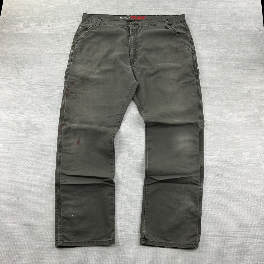 Vintage Dickies Flex Carpenter Pants Size 38x32 Green Regular Fit Workwear